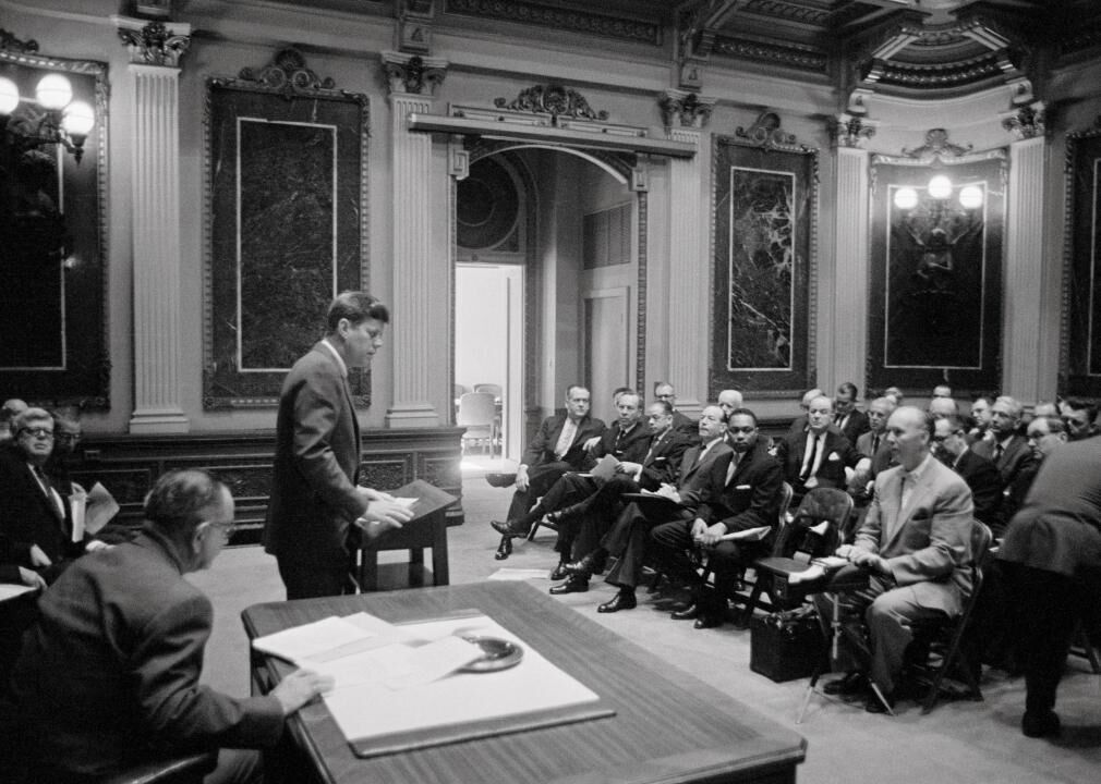 1961: President John F. Kennedy pushes for “affirmative action” in federal services